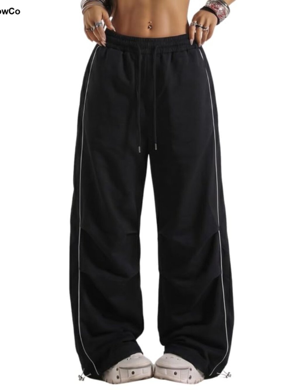 Wide Leg Parachute Dance Pants Baggy Trackpants Drawstring